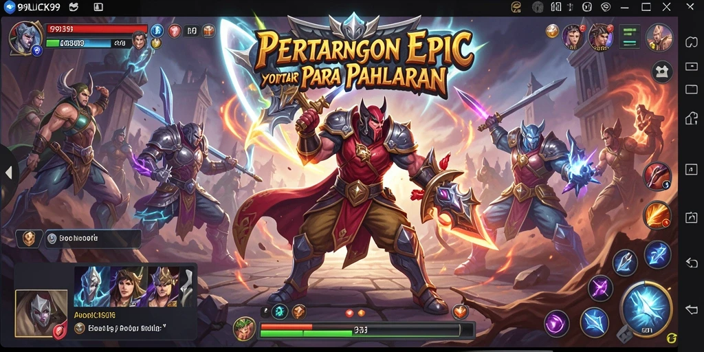 Tampilan pertarungan epik dalam 99LUCK99 dengan karakter yang kuat.