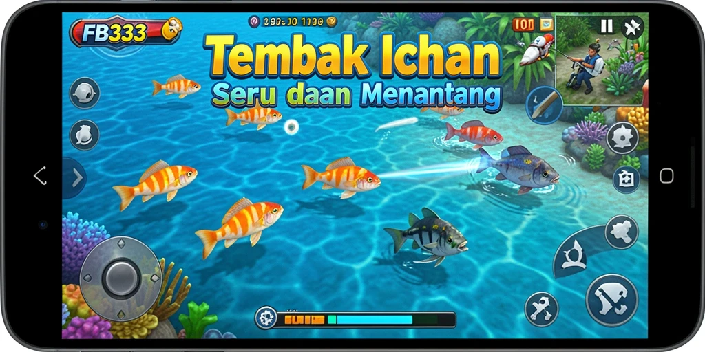 Screenshot utama FB333 menampilkan gameplay Tembak Ikan yang seru.