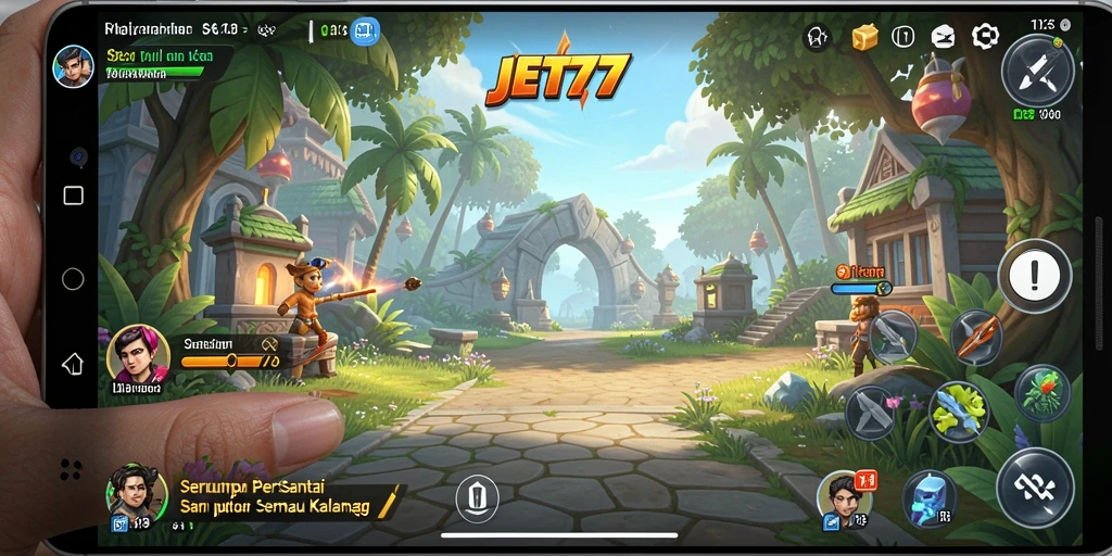 Screenshot utama JET77 menampilkan gameplay yang mengasyikkan dan penuh warna.