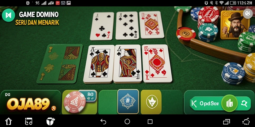 Tampilan gameplay seru dalam OJA89 dengan kartu Domino.