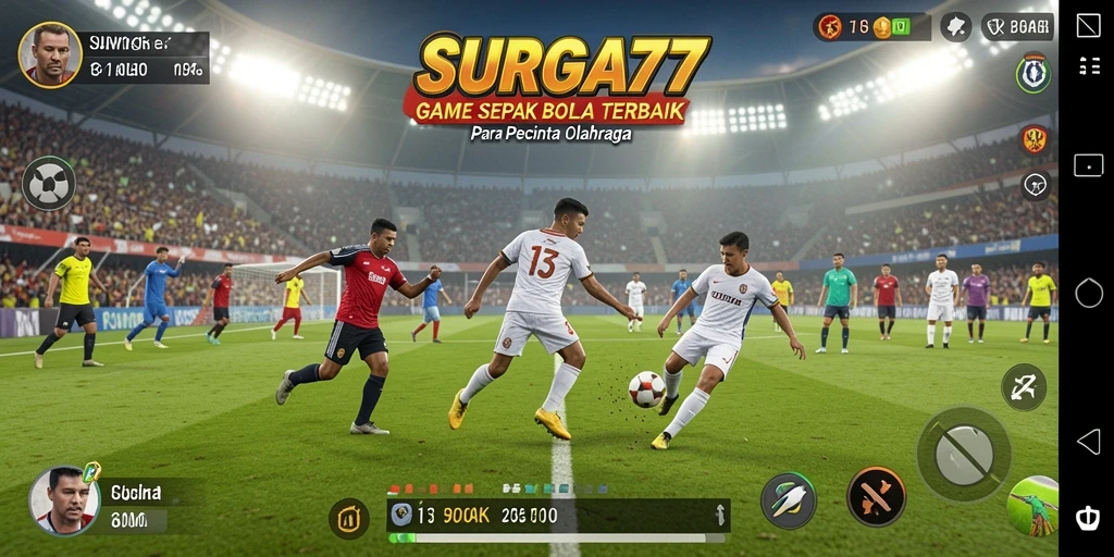 Tampilan seru gameplay sepak bola di SURGA77 dengan aksi mendebarkan.